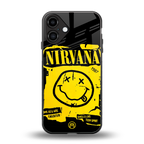 nirvana yellow back phone cover | glass case for iphone 16 plus