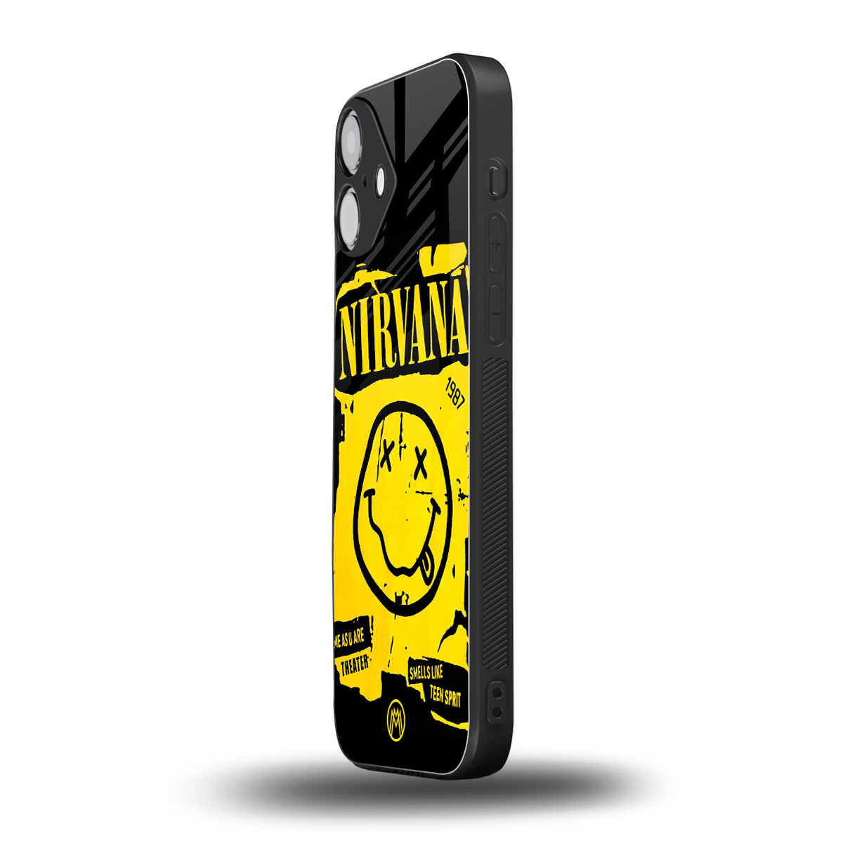nirvana yellow back phone cover | glass case for iphone 16 plus