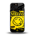 nirvana yellow back phone cover | glass case for iphone 16 pro max