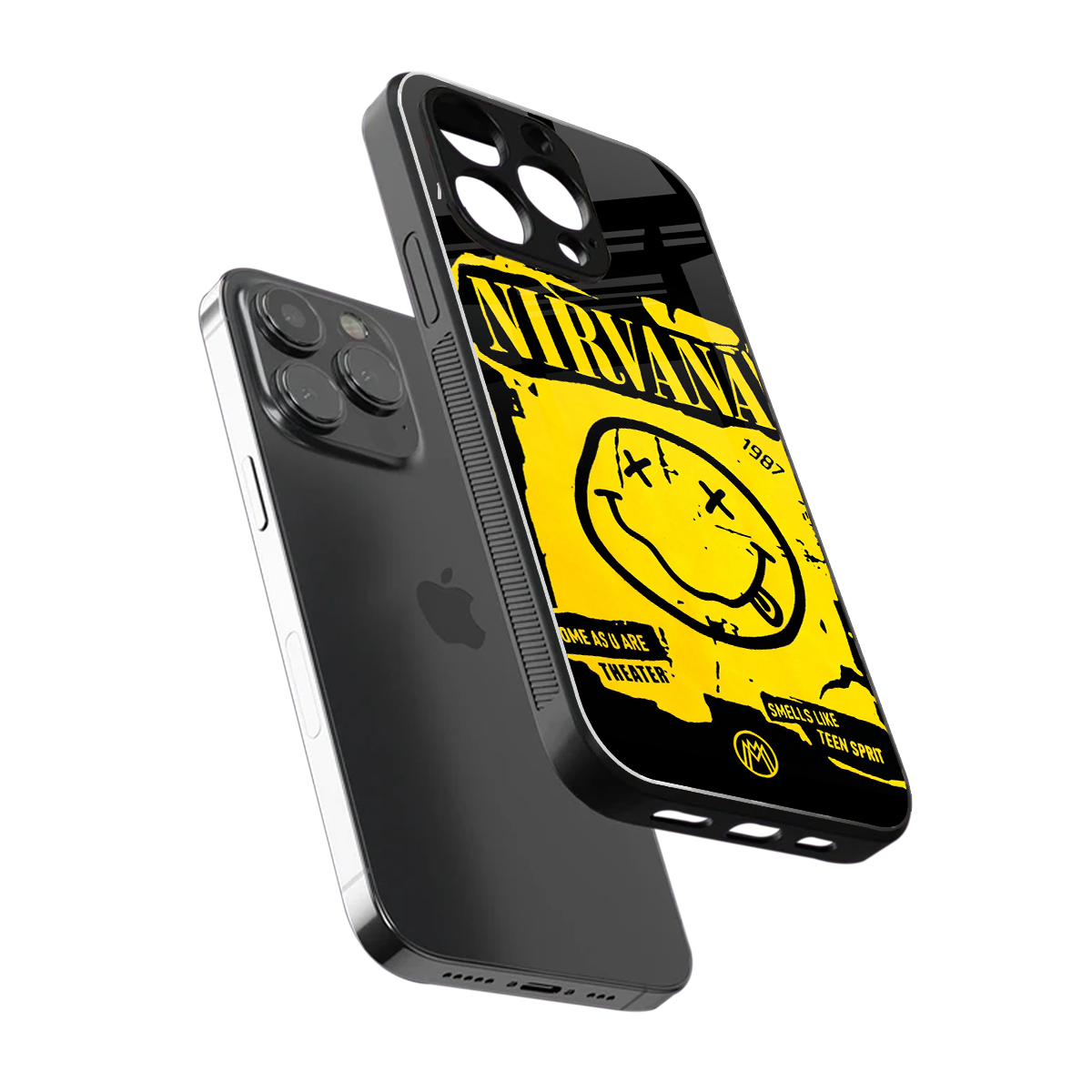 nirvana yellow back phone cover | glass case for iphone 16 pro max