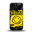 nirvana yellow back phone cover | glass case for iphone 16 pro