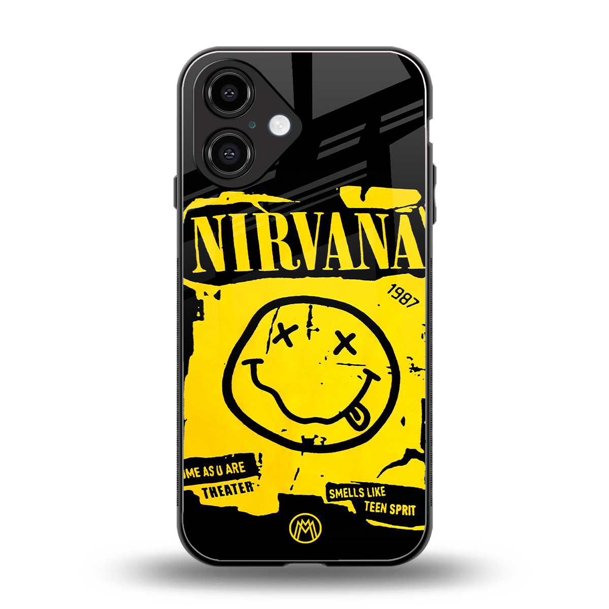 nirvana yellow back phone cover | glass case for iphone 16