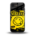 nirvana yellow back phone cover | glass case for iphone 16e