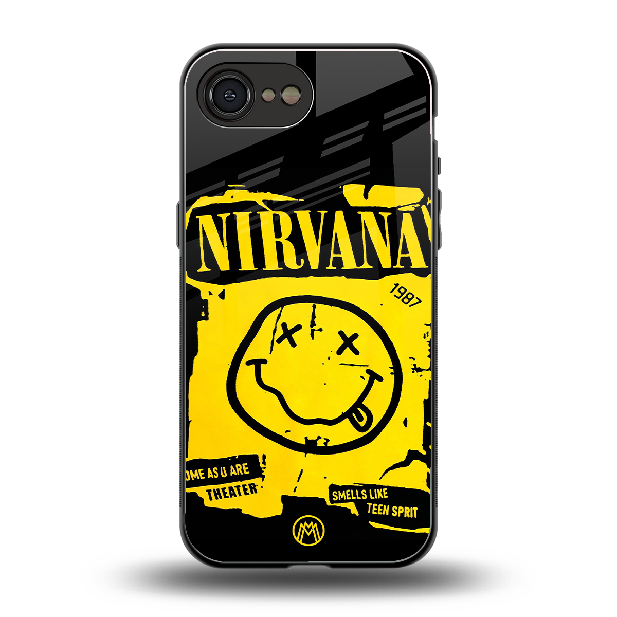 nirvana yellow back phone cover | glass case for iphone 16e