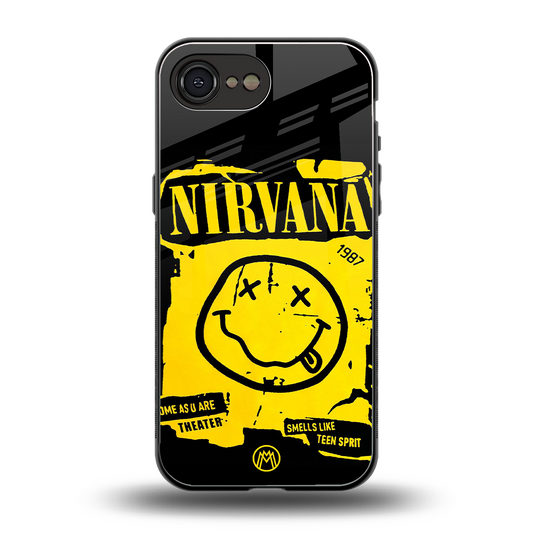 nirvana yellow back phone cover | glass case for iphone 16e