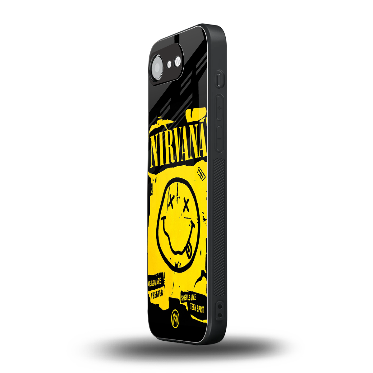 nirvana yellow back phone cover | glass case for iphone 16e