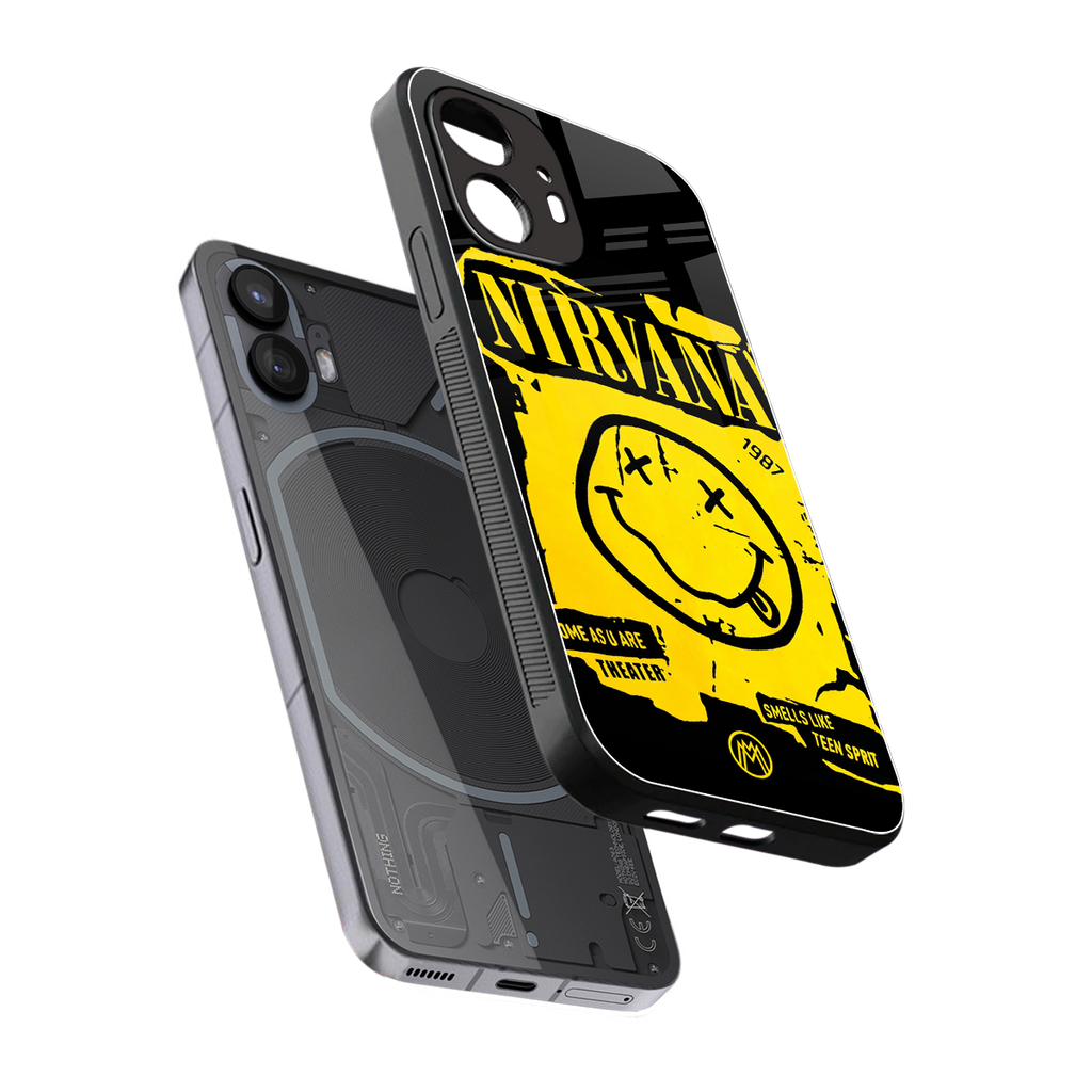 nirvana yellow back phone cover | glass case for nothing phone 2
