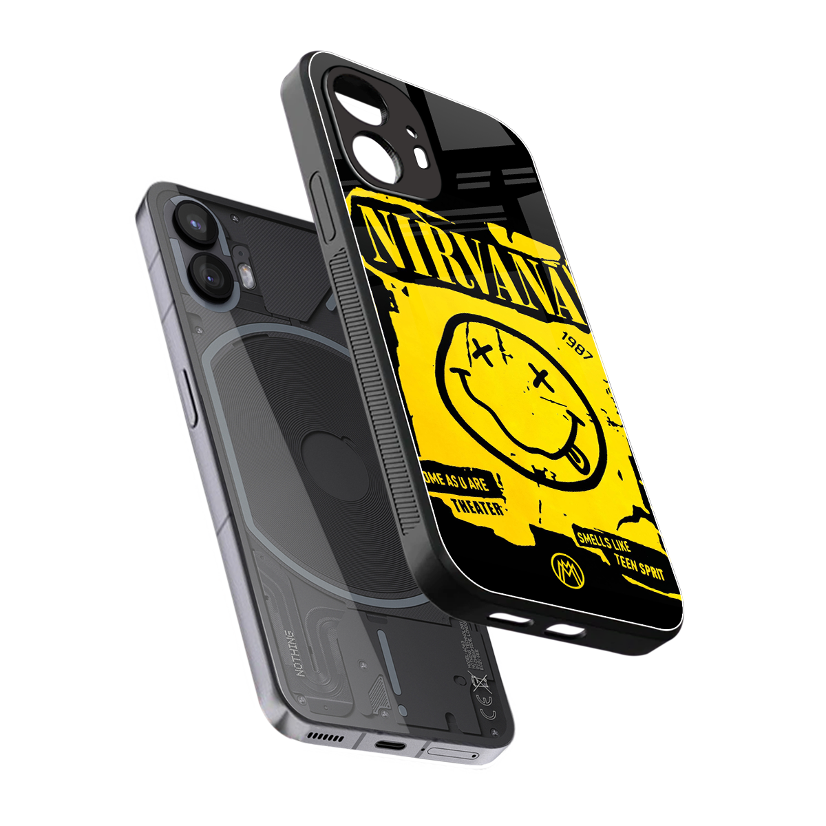 nirvana yellow back phone cover | glass case for nothing phone 2