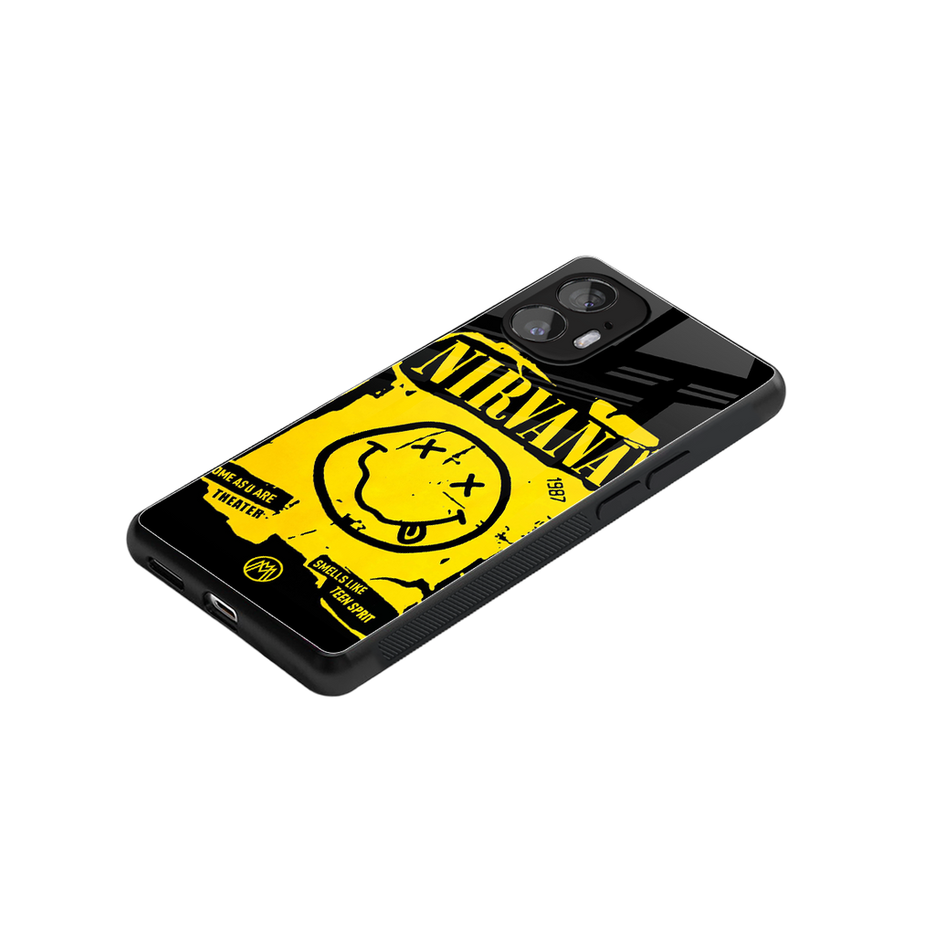 nirvana yellow back phone cover | glass case for nothing phone 2