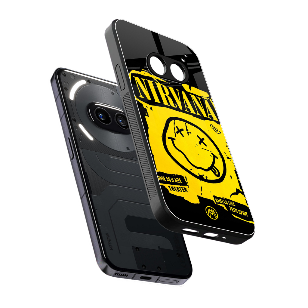 nirvana yellow back phone cover | glass case for nothing phone 2a