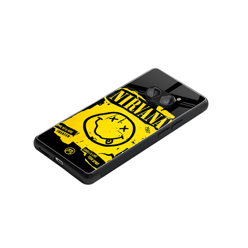 nirvana yellow back phone cover | glass case for nothing phone 2a
