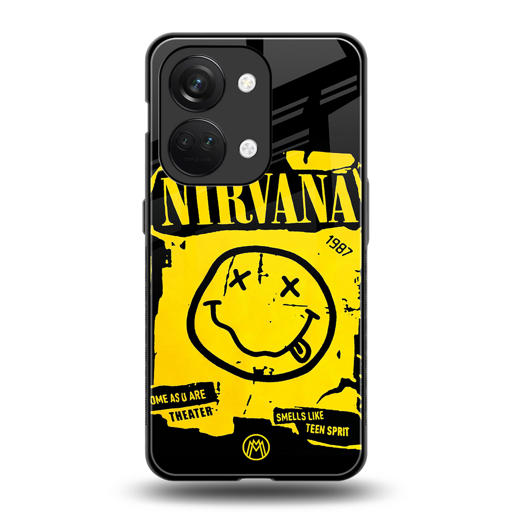 nirvana yellow back phone cover | glass case for oneplus nord 3