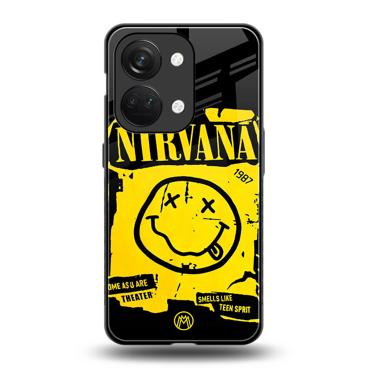 nirvana yellow back phone cover | glass case for oneplus nord 3