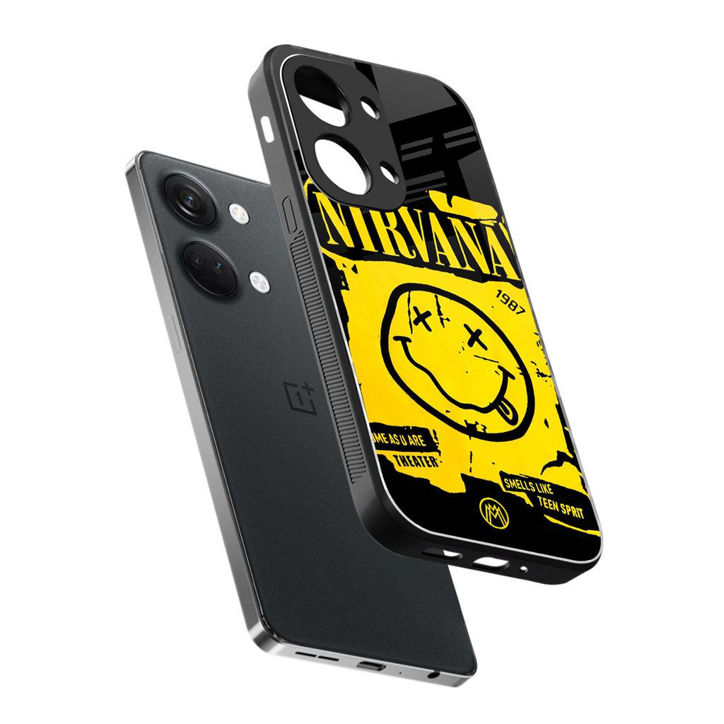 nirvana yellow back phone cover | glass case for oneplus nord 3