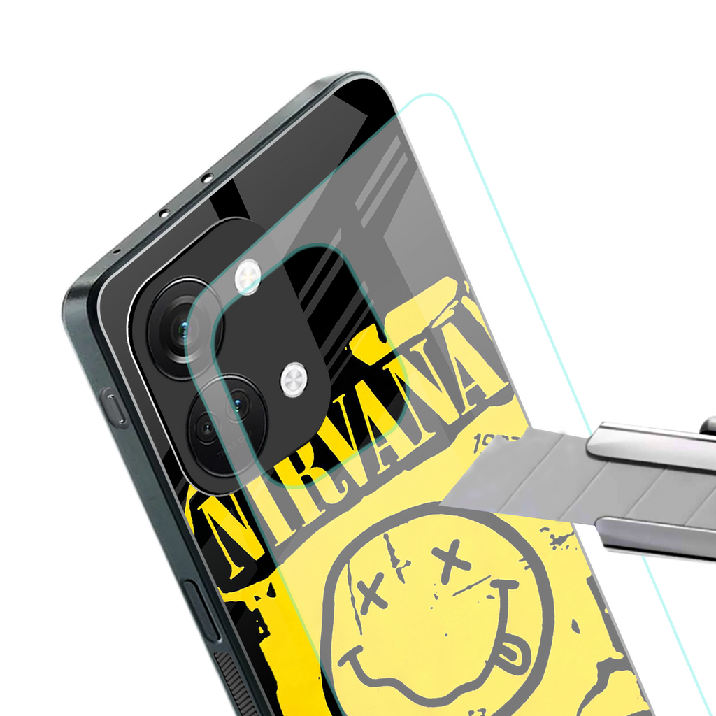 nirvana yellow back phone cover | glass case for oneplus nord 3