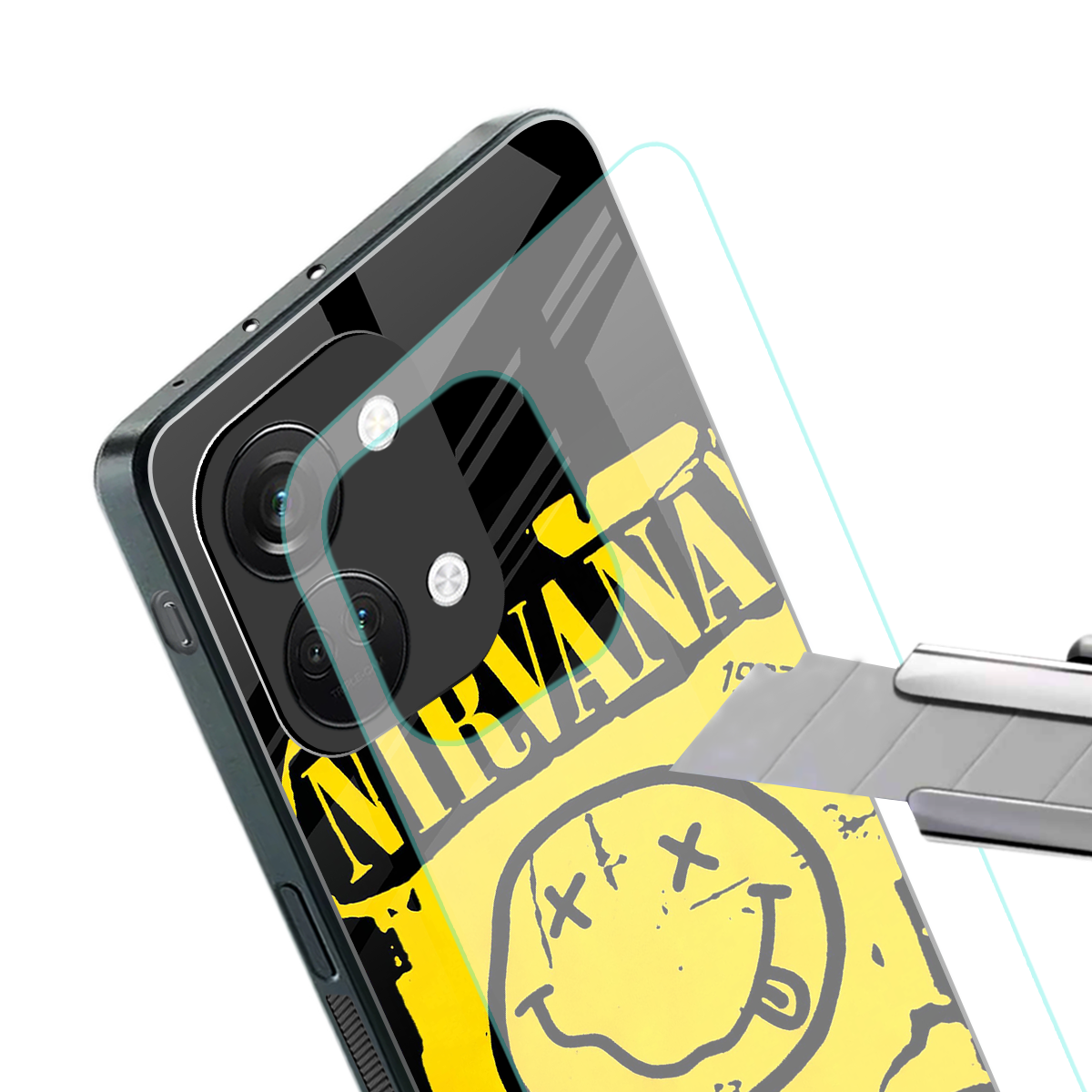 nirvana yellow back phone cover | glass case for oneplus nord 3