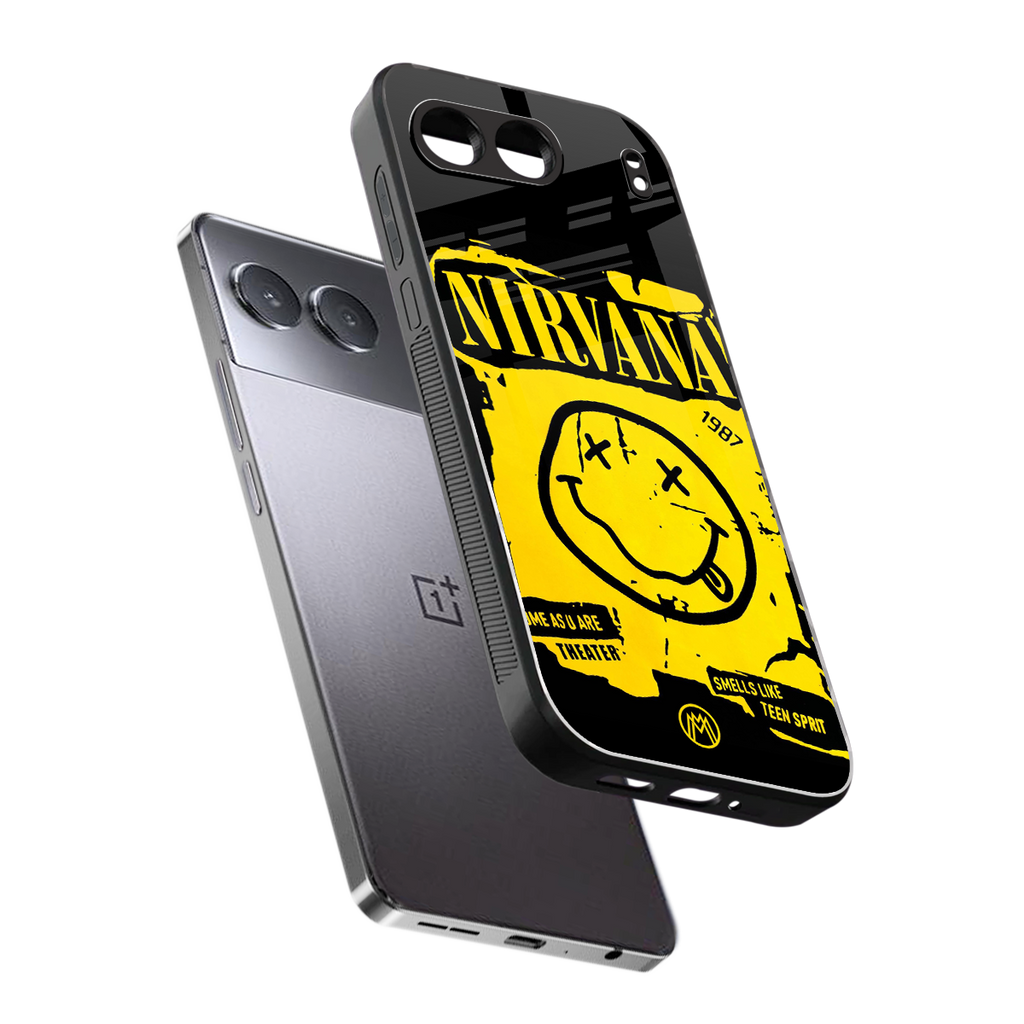 nirvana yellow back phone cover | glass case for oneplus nord 4
