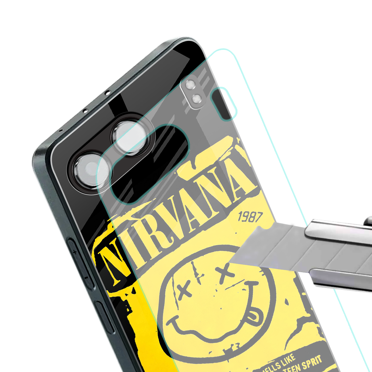 nirvana yellow back phone cover | glass case for oneplus nord 4