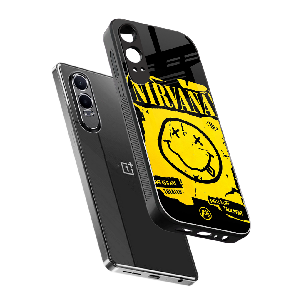 nirvana yellow back phone cover | glass case for oneplus nord ce 4 lite