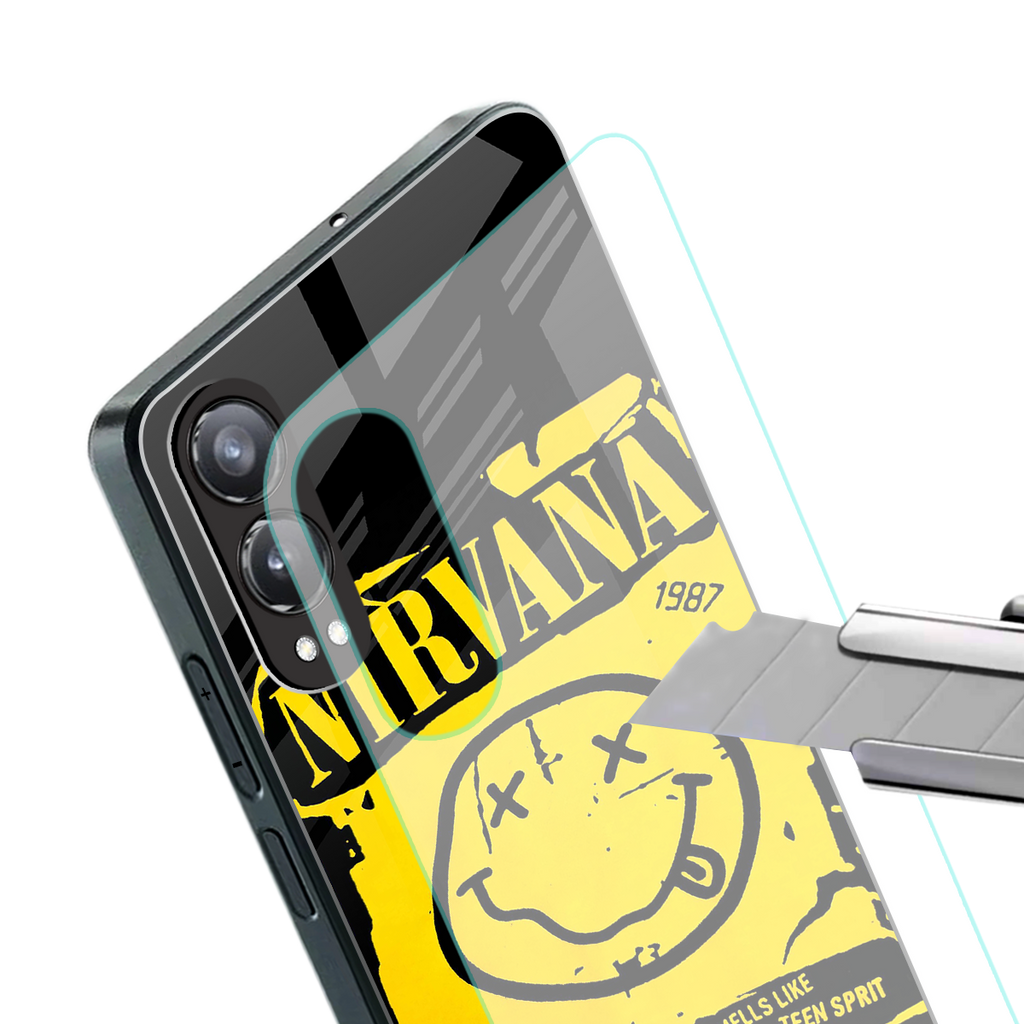 nirvana yellow back phone cover | glass case for oneplus nord ce 4 lite