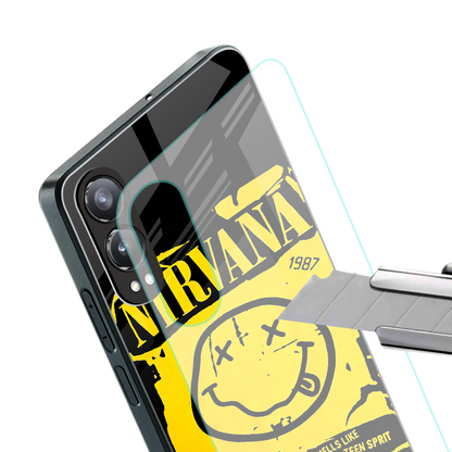 nirvana yellow back phone cover | glass case for oneplus nord ce 4 lite
