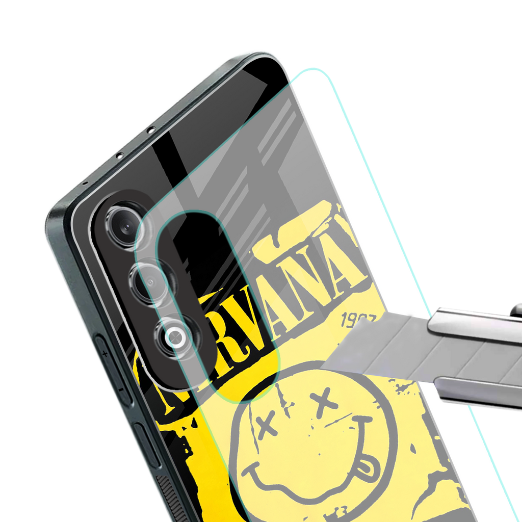 nirvana yellow back phone cover | glass case for oneplus nord ce 4