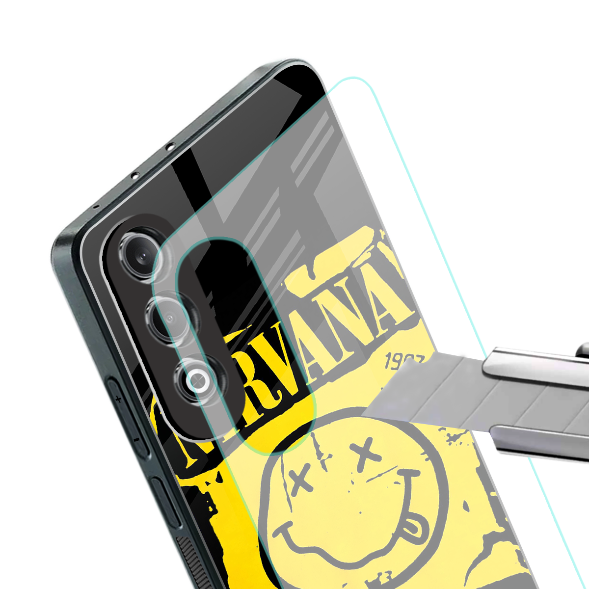 nirvana yellow back phone cover | glass case for oneplus nord ce 4