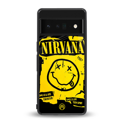 nirvana yellow back phone cover | glass case for google pixel 6 pro