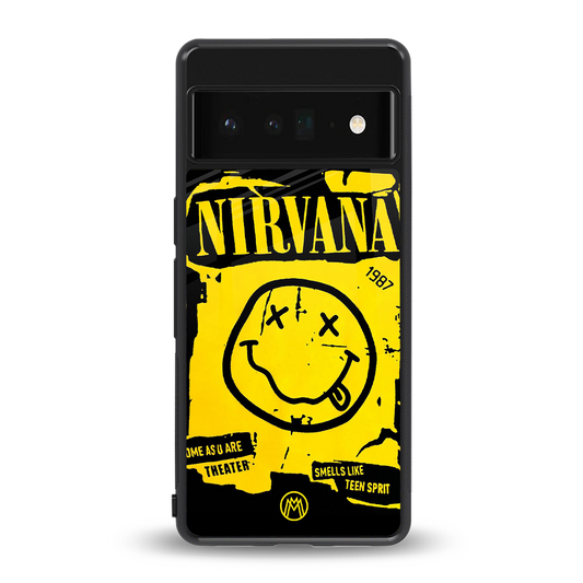nirvana yellow back phone cover | glass case for google pixel 6 pro