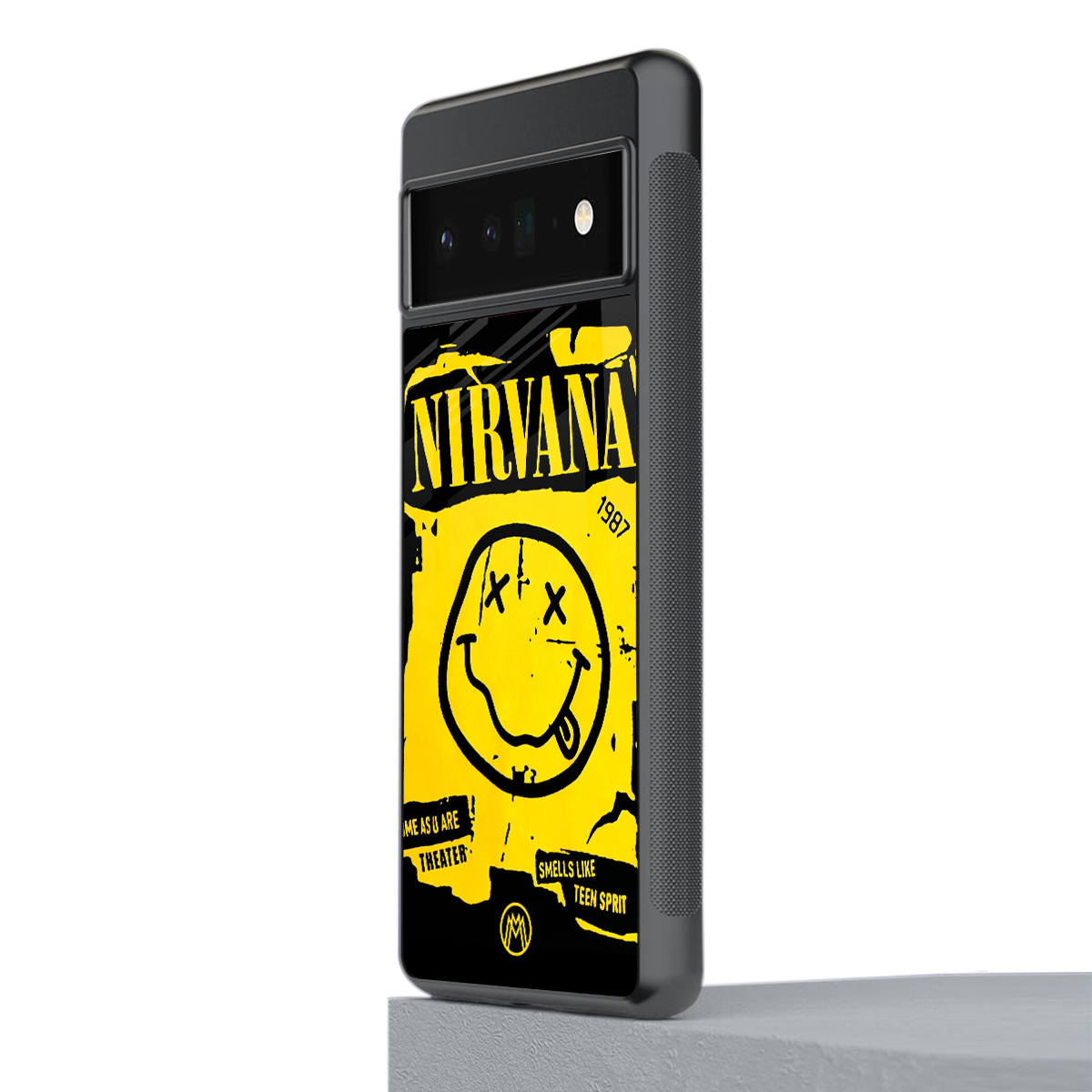 nirvana yellow back phone cover | glass case for google pixel 6 pro