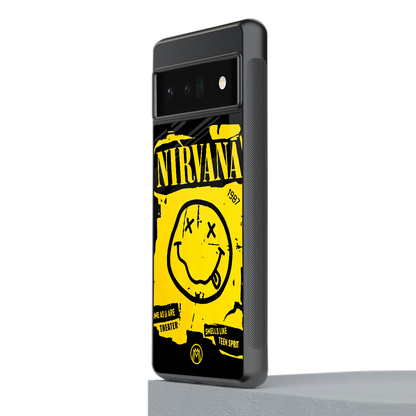 nirvana yellow back phone cover | glass case for google pixel 6 pro