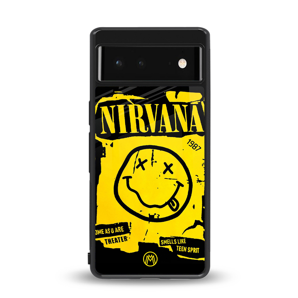 nirvana yellow back phone cover | glass case for google pixel 6