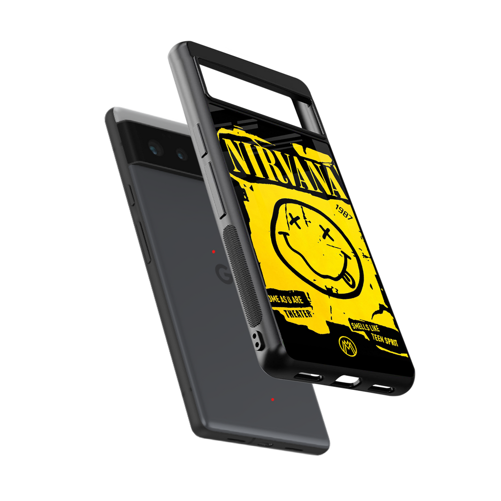 nirvana yellow back phone cover | glass case for Google Pixel 6A