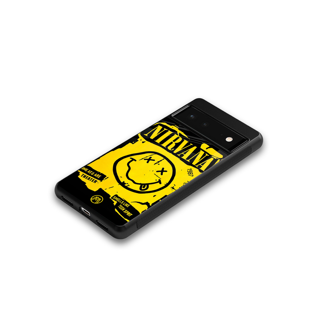 nirvana yellow back phone cover | glass case for google pixel 6