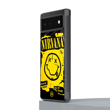 nirvana yellow back phone cover | glass case for google pixel 6