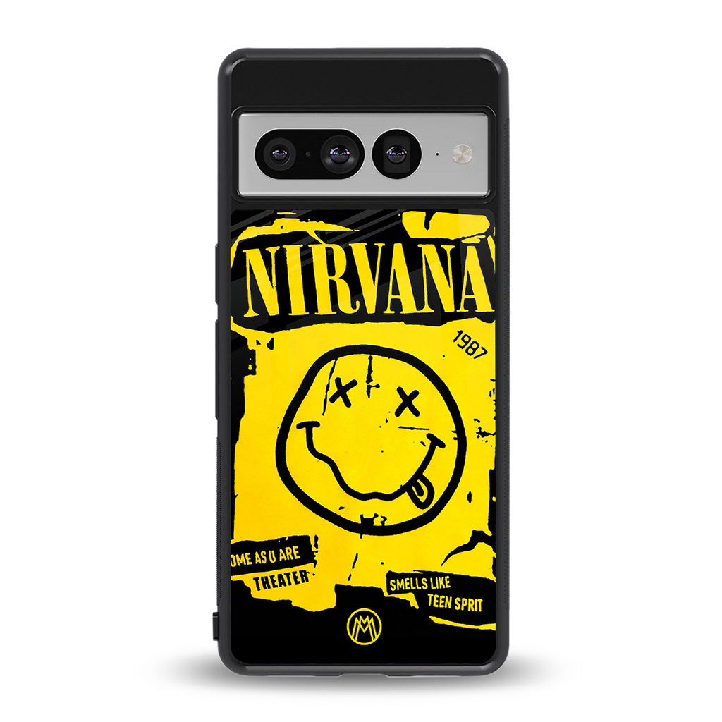 nirvana yellow back phone cover | glass case for google pixel 7 pro