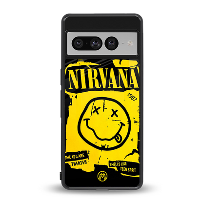 nirvana yellow back phone cover | glass case for google pixel 7 pro