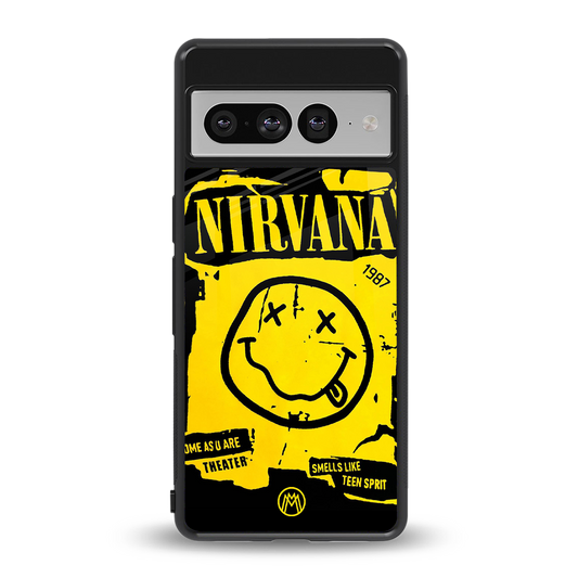 nirvana yellow back phone cover | glass case for google pixel 7 pro