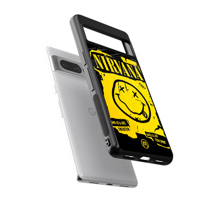 nirvana yellow back phone cover | glass case for google pixel 7 pro
