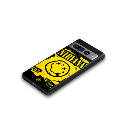 nirvana yellow back phone cover | glass case for google pixel 7 pro