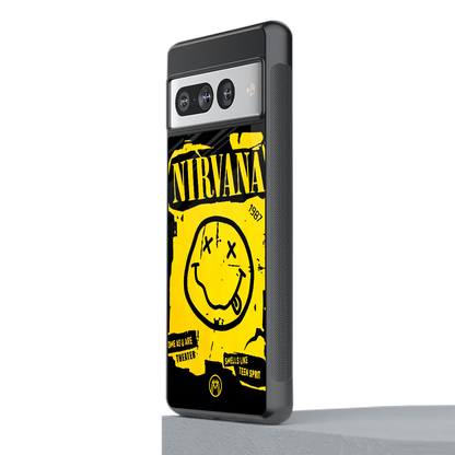 nirvana yellow back phone cover | glass case for google pixel 7 pro