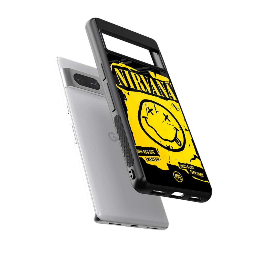 nirvana yellow back phone cover | glass case for Google Pixel 7