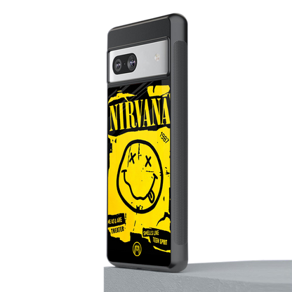 nirvana yellow back phone cover | glass case for Google Pixel 7A