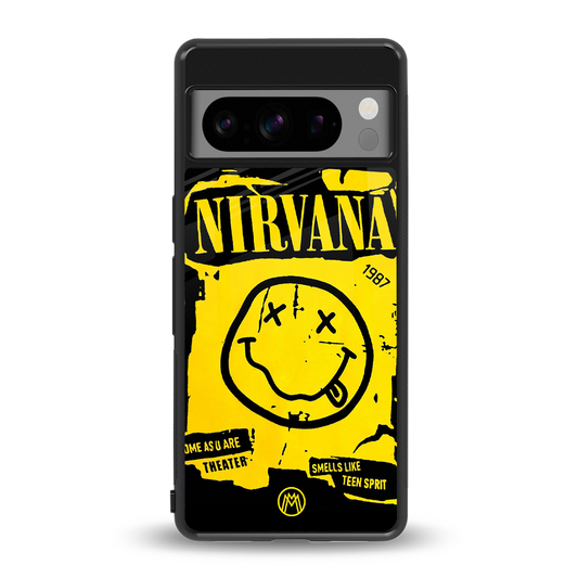 nirvana yellow back phone cover | glass case for google pixel 8 pro