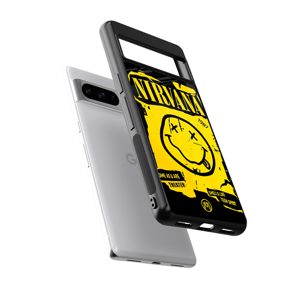 nirvana yellow back phone cover | glass case for google pixel 8 pro