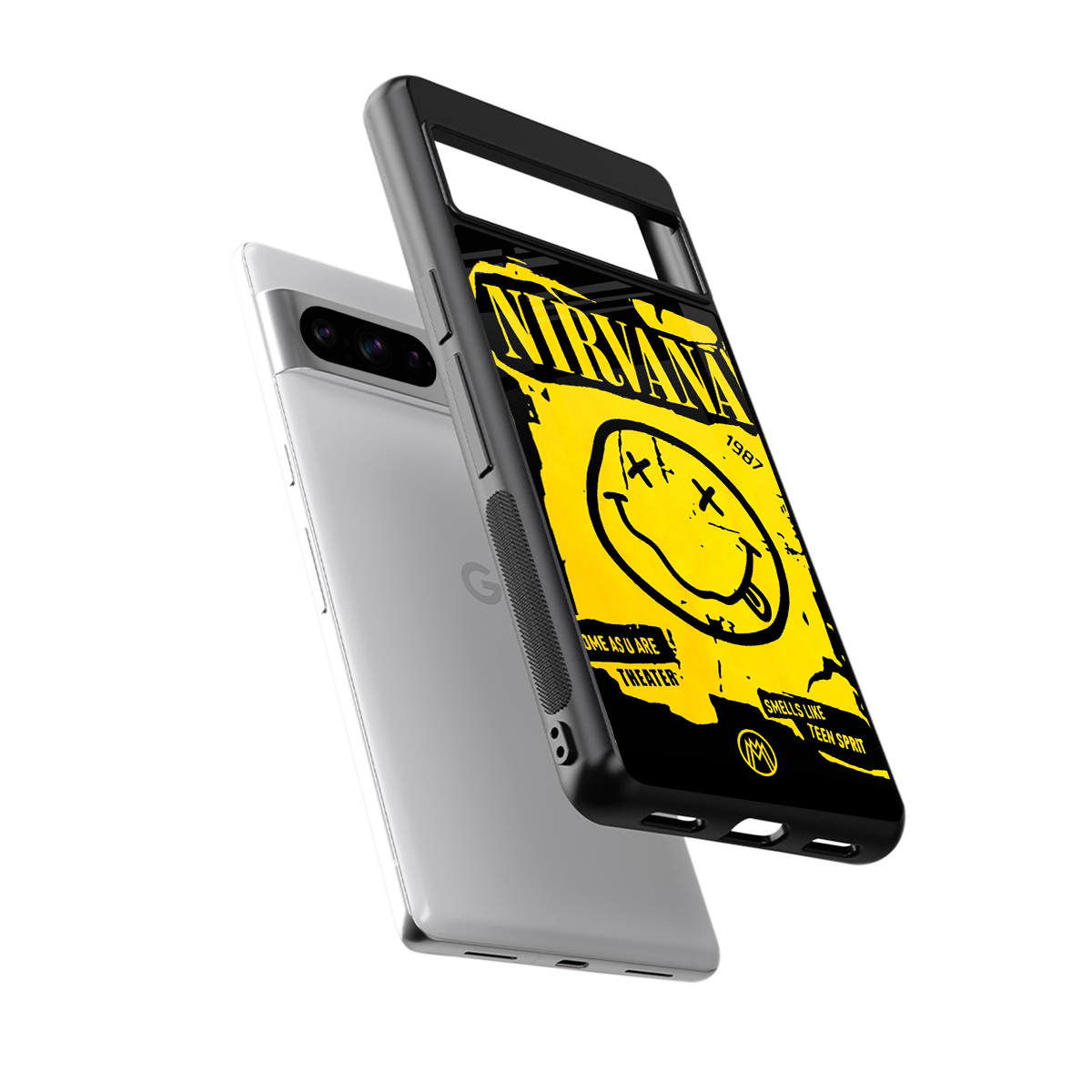 nirvana yellow back phone cover | glass case for google pixel 8 pro
