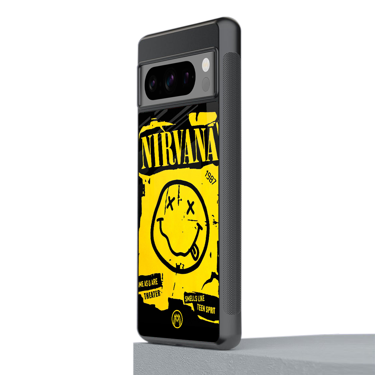 nirvana yellow back phone cover | glass case for google pixel 8 pro