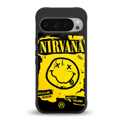 nirvana yellow back phone cover | glass case for google pixel 9 pro xl