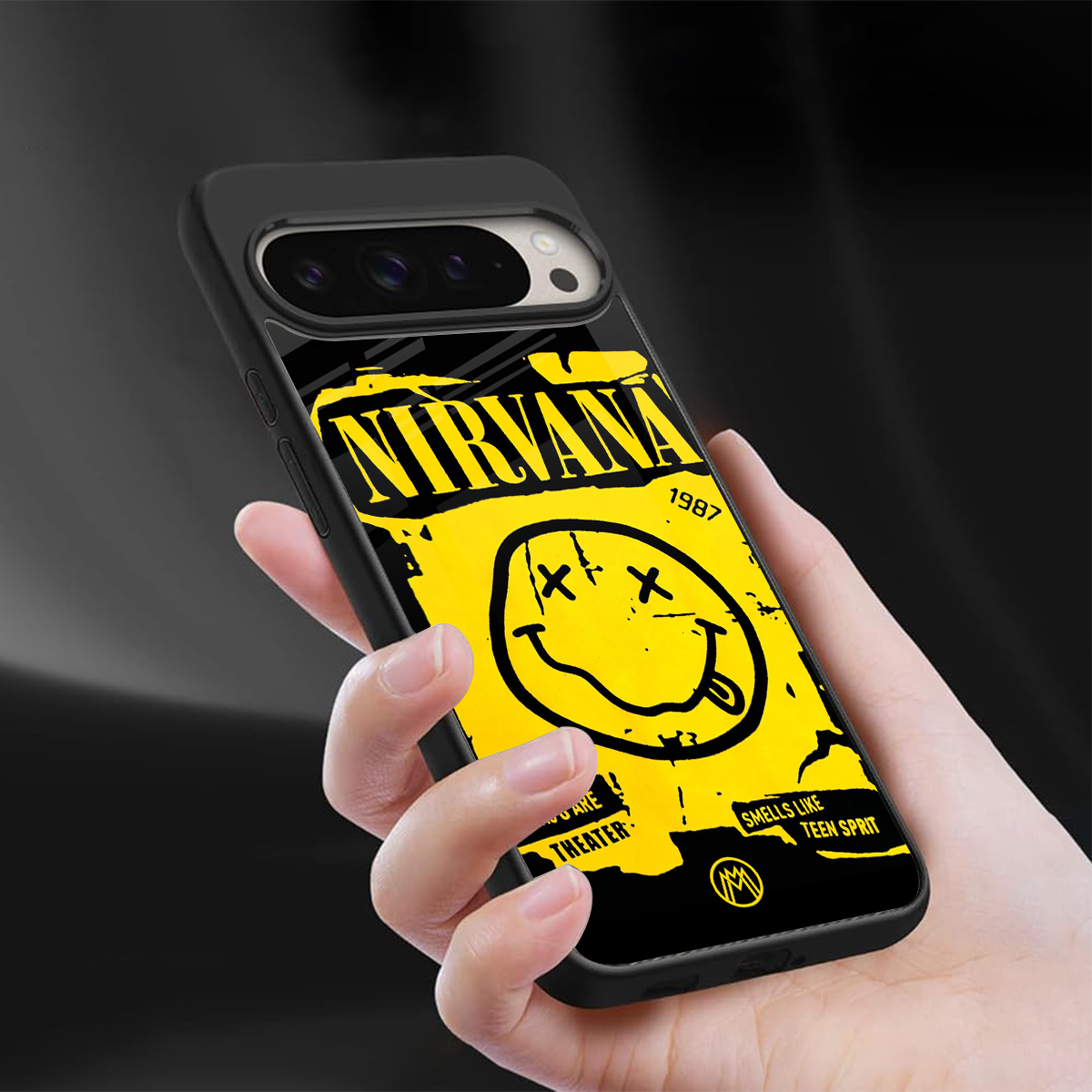 nirvana yellow back phone cover | glass case for google pixel 9 pro xl