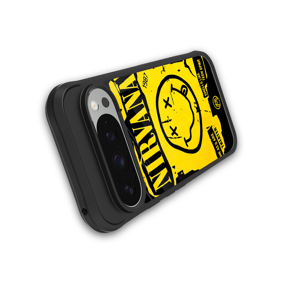 nirvana yellow back phone cover | glass case for google pixel 9 pro xl